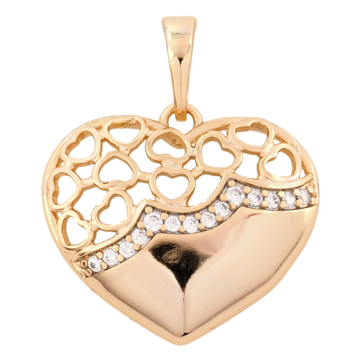 Кулон Xuping Позолота 18K Резное сердечко с цирконием для цепочки до 5мм фото №4