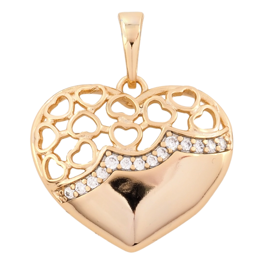Кулон Xuping Позолота 18K Резное сердечко с цирконием для цепочки до 5мм фото №1
