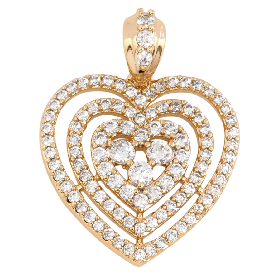 Кулон Xuping Позолота 18K Сердечко с инкрустацией цирконием для цепочки до 4мм фото №1