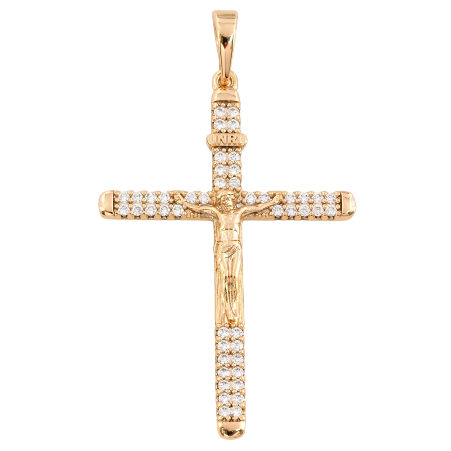 Кулон Xuping Позолота 18K Крест с Распятием и цирконием для цепочки до 6мм фото №1 Кулон Xuping Позолота 18K Крест с Распятием и цирконием для цепочки до 6мм фото №1
