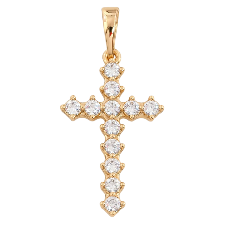 Кулон Xuping Позолота 18K Хрест з цирконієм для ланцюжка до 5мм фото №1 Кулон Xuping Позолота 18K Хрест з цирконієм для ланцюжка до 5мм фото №1