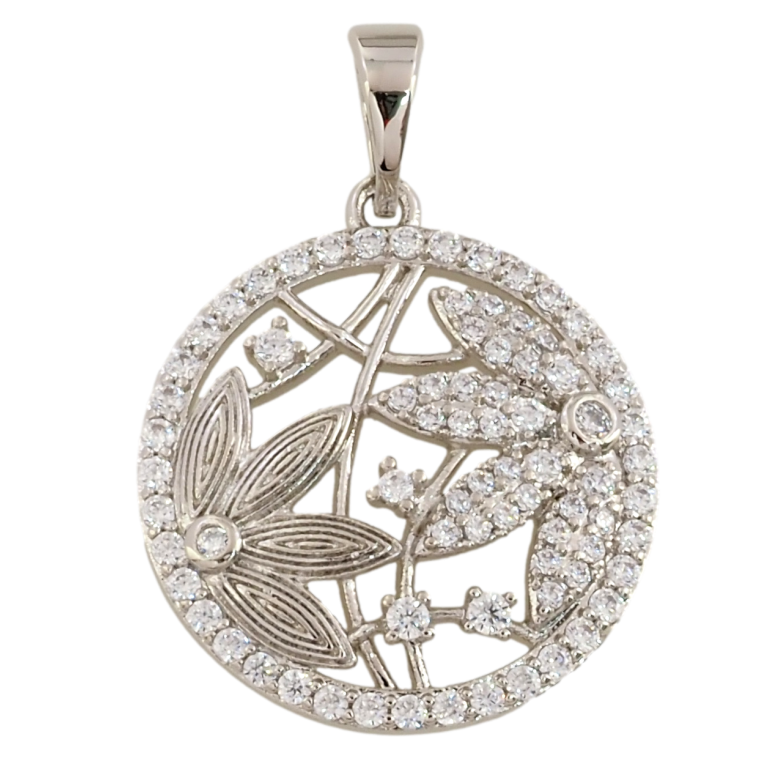 Кулон Xuping Родий Цветочный узор с цирконием для цепочки до 5мм фото №1