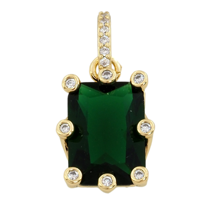 Кулон Xuping Позолота 14K Зелений фіаніт в оправі з цирконієм для ланцюжка до 5мм фото №7 Кулон Xuping Позолота 14K Зелений фіаніт в оправі з цирконієм для ланцюжка до 5мм фото №7