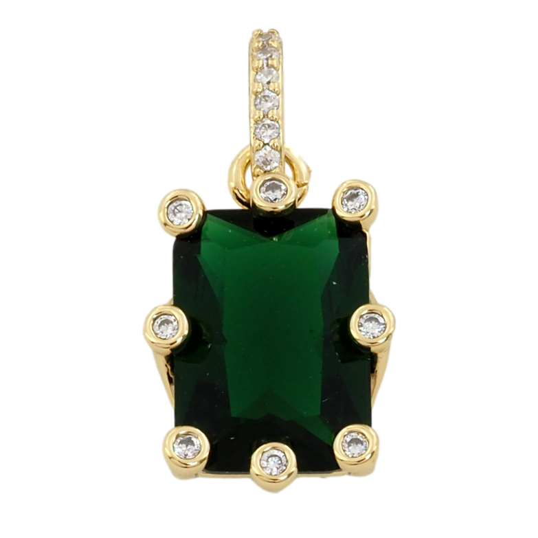 Кулон Xuping Позолота 14K Зеленый фианит в оправе с цирконием для цепочки до 5мм фото №1