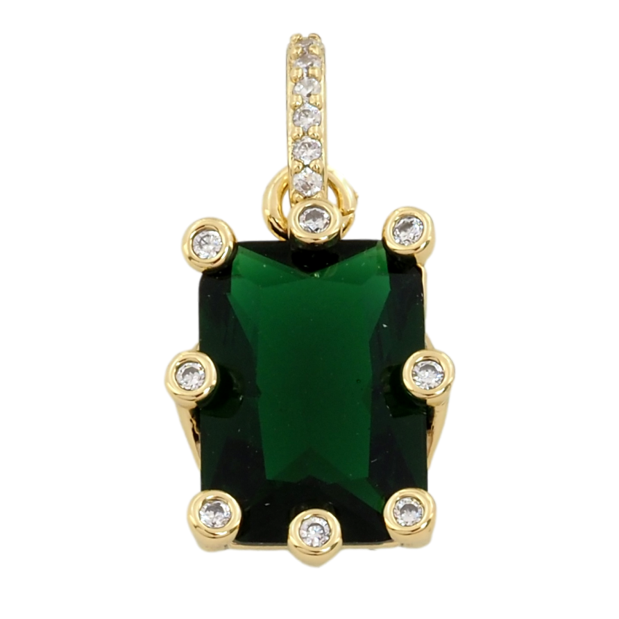 Кулон Xuping Позолота 14K Зеленый фианит в оправе с цирконием для цепочки до 5мм фото №1