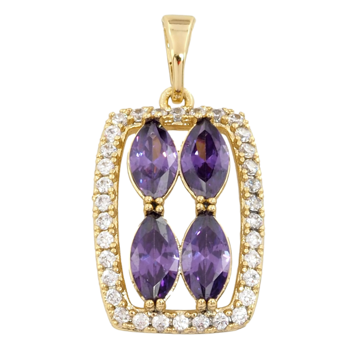 Кулон Xuping Позолота 14K Бузкові фіаніти в обрамленні цирконію для ланцюжка до 5мм фото №8 Кулон Xuping Позолота 14K Бузкові фіаніти в обрамленні цирконію для ланцюжка до 5мм фото №8