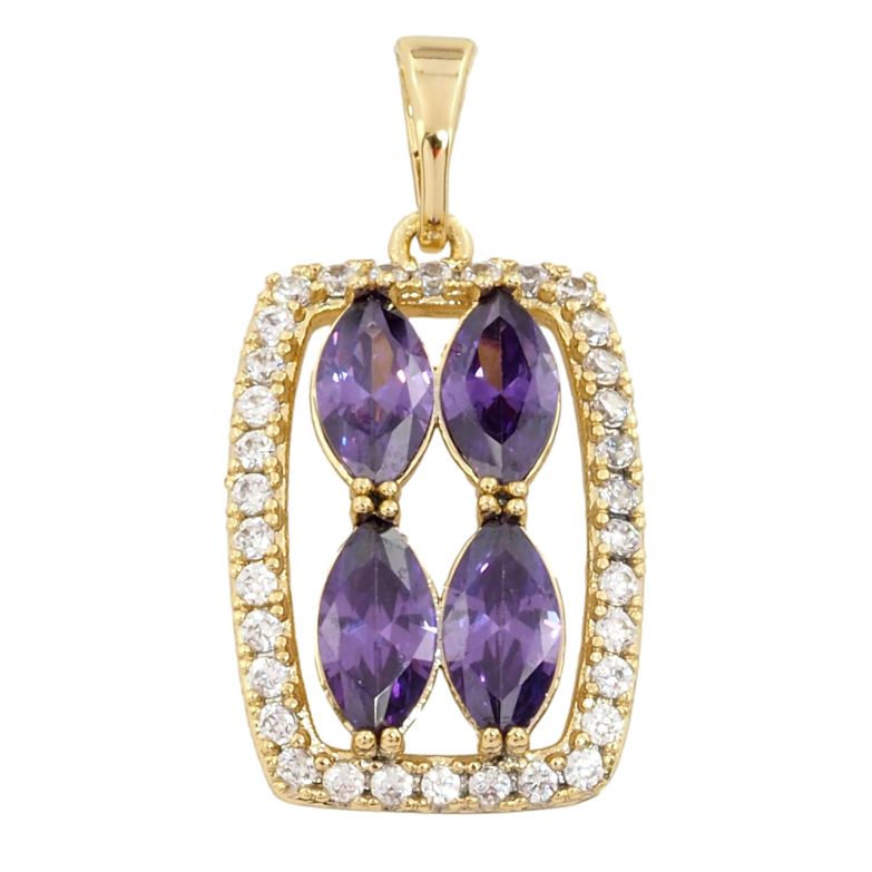 Кулон Xuping Позолота 14K Сиреневые фианиты в обрамлении циркония для цепочки до 5мм фото №1 Кулон Xuping Позолота 14K Сиреневые фианиты в обрамлении циркония для цепочки до 5мм фото №1
