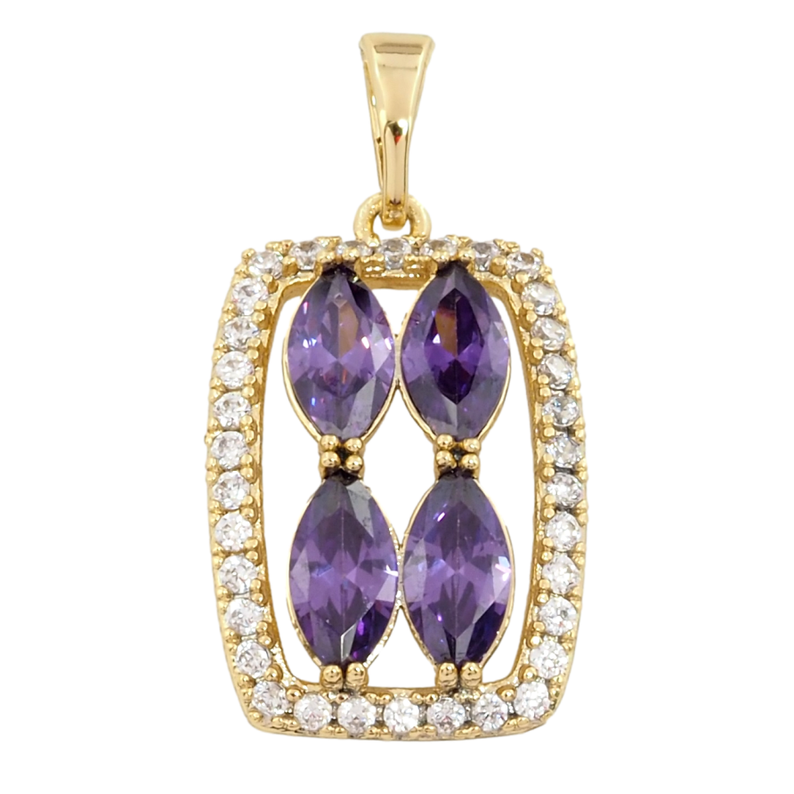 Кулон Xuping Позолота 14K Бузкові фіаніти в обрамленні цирконію для ланцюжка до 5мм фото №1 Кулон Xuping Позолота 14K Бузкові фіаніти в обрамленні цирконію для ланцюжка до 5мм фото №1