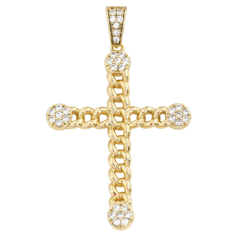 Кулон Xuping Позолота 14K Крест узор цепочка с цирконием для цепочки до 5мм фото №1