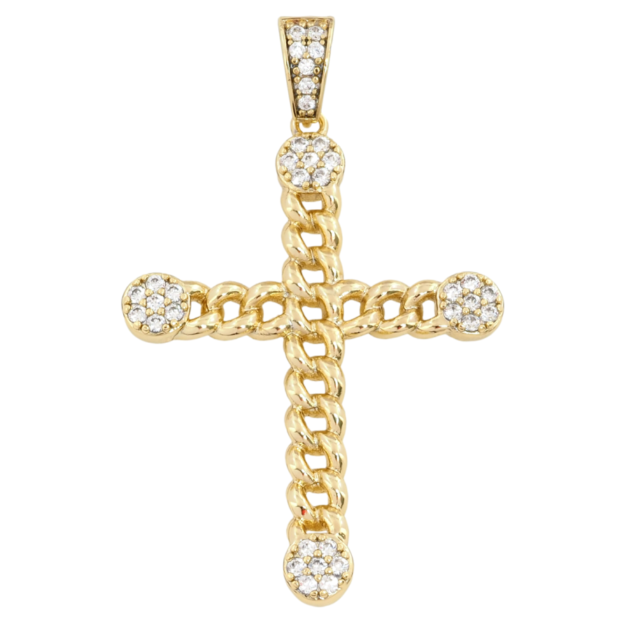 Кулон Xuping Позолота 14K Крест узор цепочка с цирконием для цепочки до 5мм фото №1