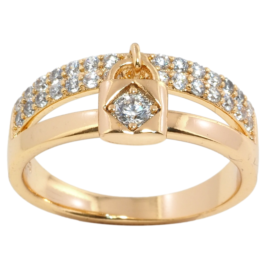 Каблучка Xuping Позолота 18K Підвіска замочок з інкрустацією цирконієм фото №1