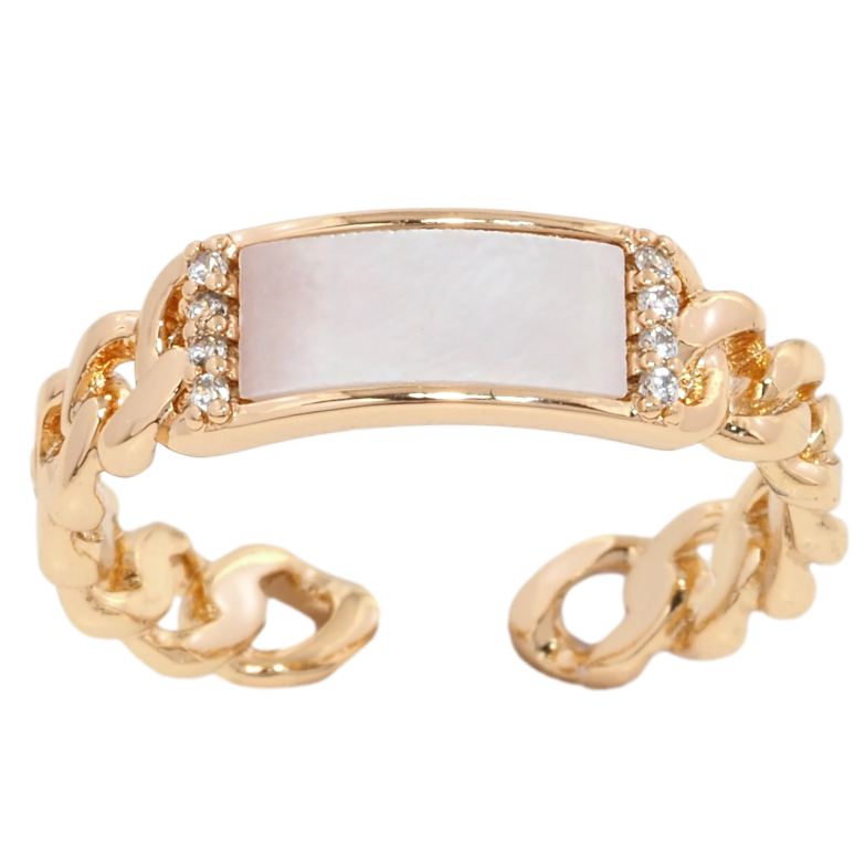 Каблучка Xuping Позолота 18K Візерунок ланцюжок з перламутровою вставкою фото №1