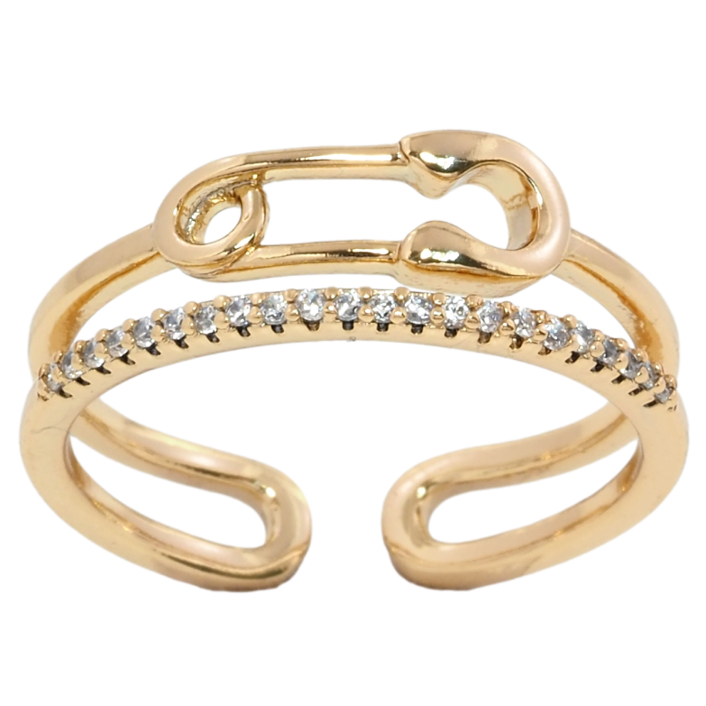 Каблучка Xuping Позолота 18K Шпилька з доріжкою цирконію фото №1