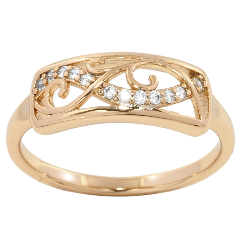Кольцо Xuping Позолота 18K Узор с дорожкой циркония фото №1