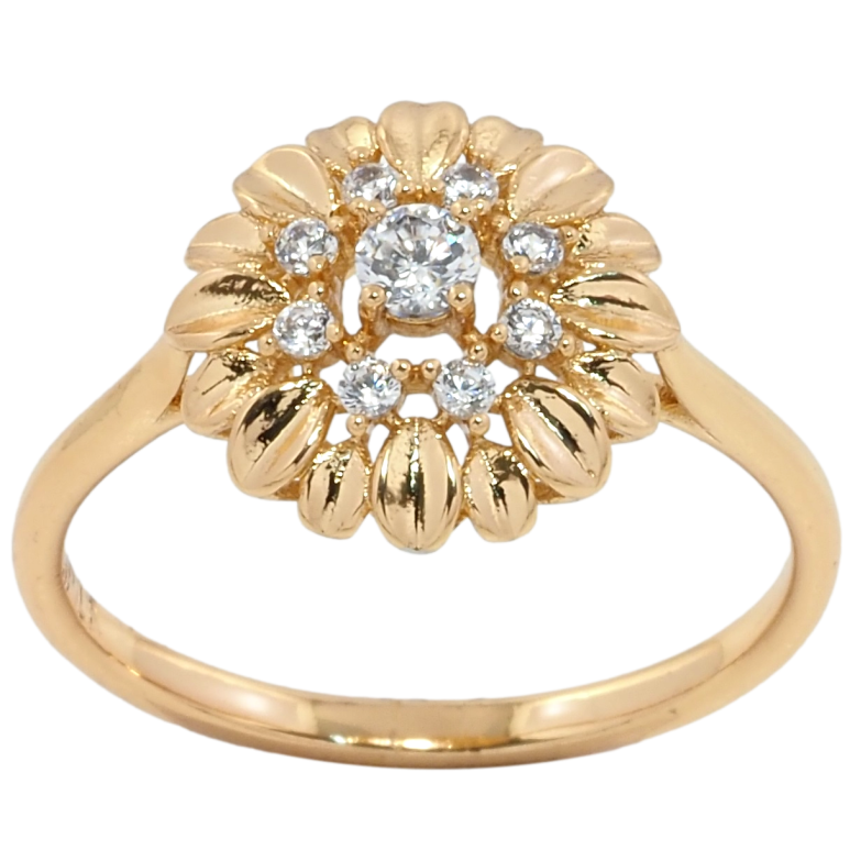 Каблучка Xuping Позолота 18K Квітка з цирконієм фото №1