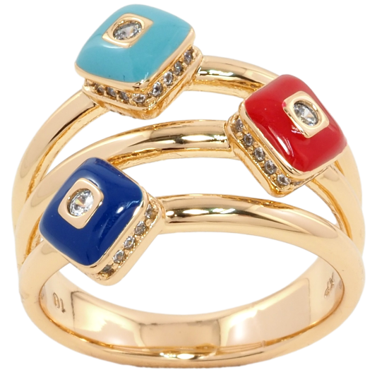 Кольцо Xuping Позолота 18K Декоративный узор с цирконием и цветной эмалью фото №1