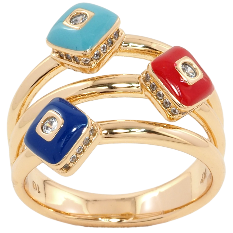 Каблучка Xuping Позолота 18K Декоративний візерунок з цирконієм і кольоровою емаллю фото №1