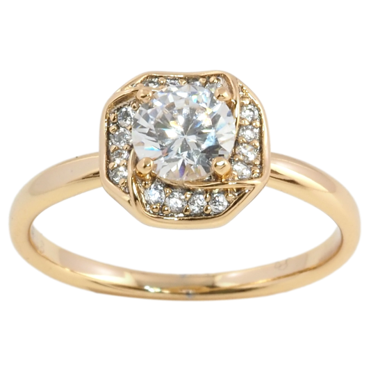 Кольцо Xuping Позолота 18K Фианит в обрамлении циркония фото №1 Кольцо Xuping Позолота 18K Фианит в обрамлении циркония фото №1