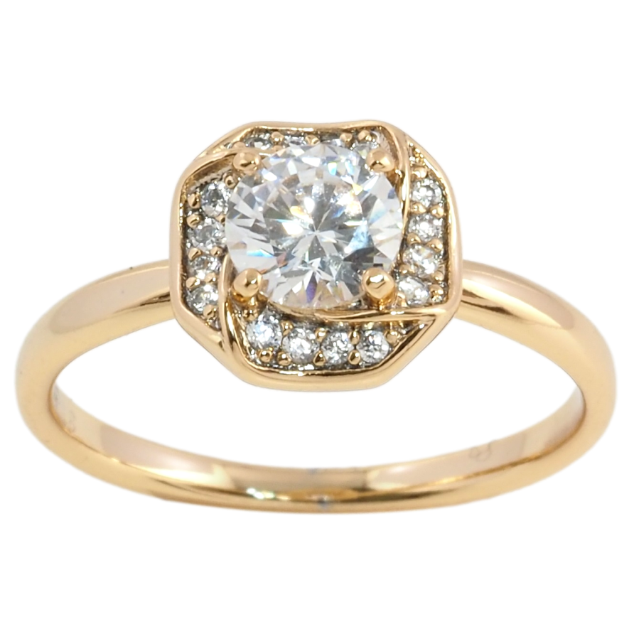 Кольцо Xuping Позолота 18K Фианит в обрамлении циркония фото №1