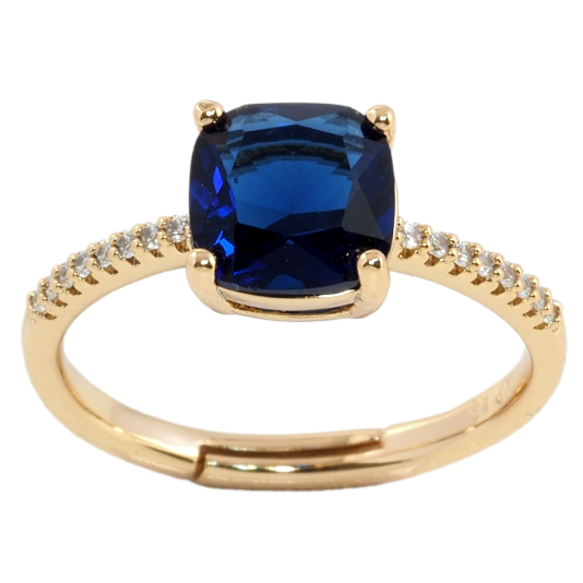 Кольцо Xuping Позолота 18K Синий фианит на дорожке циркония фото №1