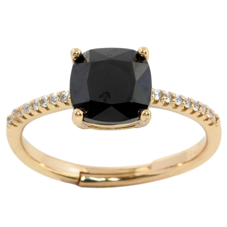 Каблучка Xuping Позолота 18K Чорний фіаніт на доріжці цирконію фото №13