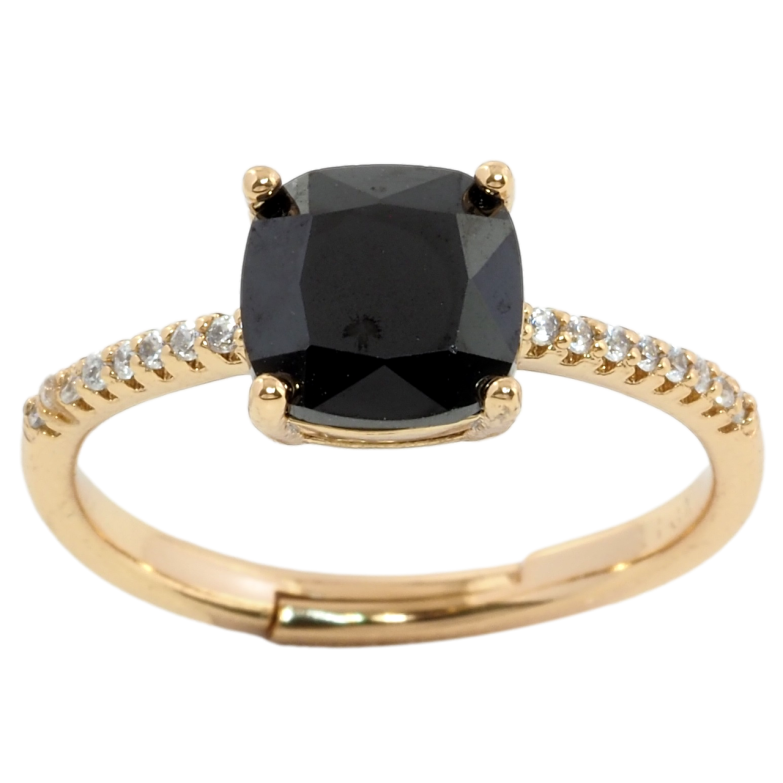 Каблучка Xuping Позолота 18K Чорний фіаніт на доріжці цирконію фото №1