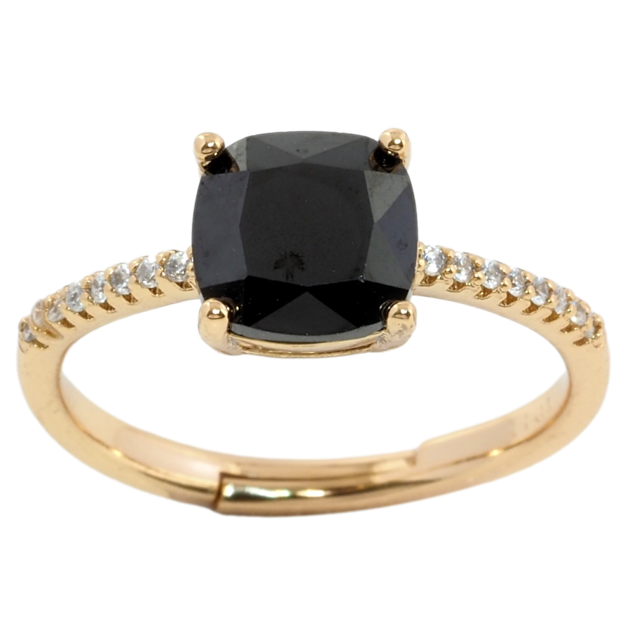 Каблучка Xuping Позолота 18K Чорний фіаніт на доріжці цирконію фото №1