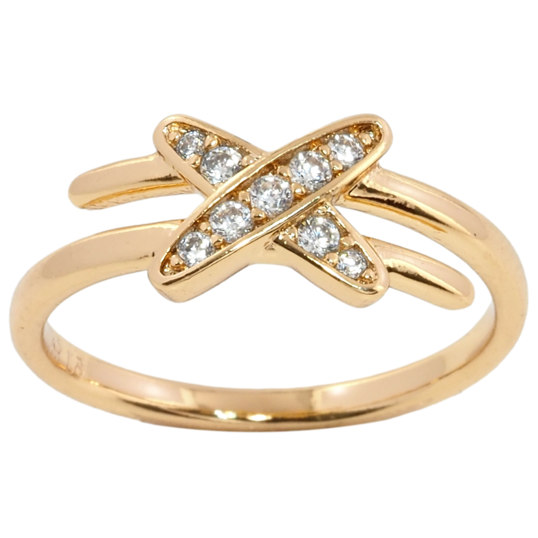 Каблучка Xuping Позолота 18K Хрестик з цирконієм фото №5