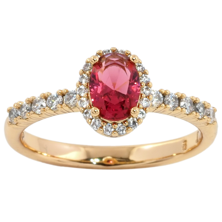 Каблучка Xuping Позолота 18K Червоний фіаніт в обрамленні цирконію фото №11 Каблучка Xuping Позолота 18K Червоний фіаніт в обрамленні цирконію фото №11