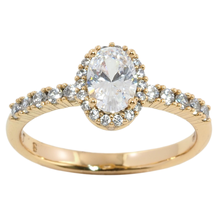 Кольцо Xuping Позолота 18K Фианит в обрамлении циркония фото №19