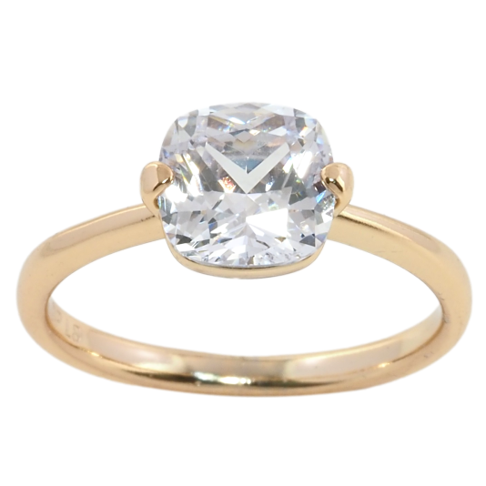 Кольцо Xuping Позолота 18K Фианит, 8х8мм фото №1