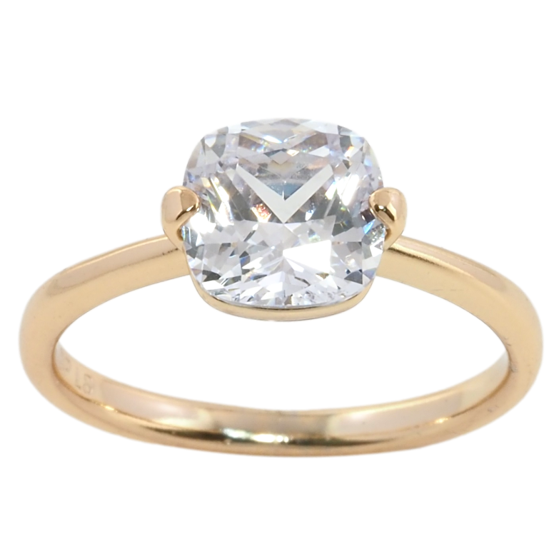 Каблучка Xuping Позолота 18K Фіаніт, 8х8мм фото №1