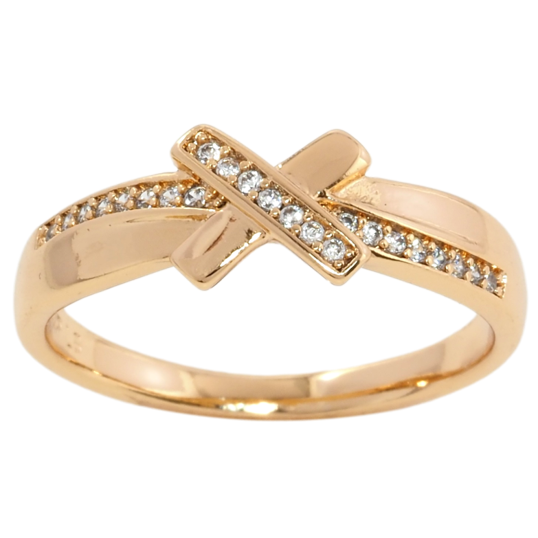 Кольцо Xuping Позолота 18K Крестик с цирконием фото №2