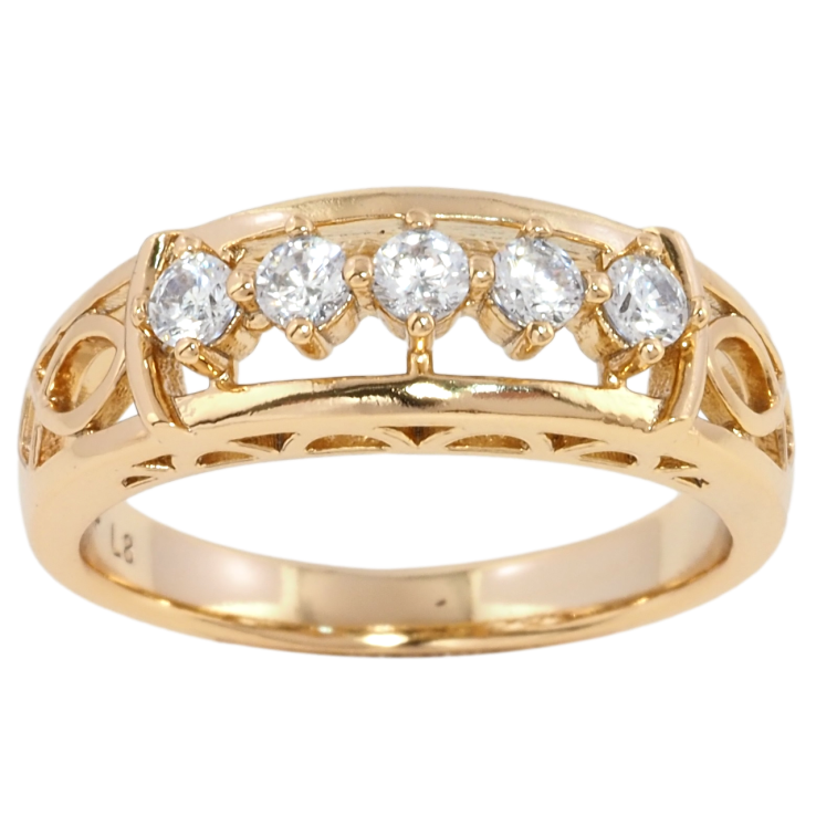 Каблучка Xuping Позолота 18K Різьблений візерунок з доріжкою цирконію фото №11