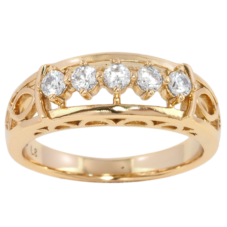 Каблучка Xuping Позолота 18K Різьблений візерунок з доріжкою цирконію фото №1