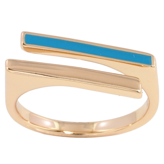 Кольцо Xuping Позолота 18K Узор с голубой эмалью фото №1