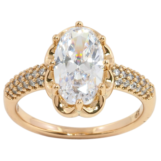 Кольцо Xuping Позолота 18K Фианит в декоративной оправе фото №1 Кольцо Xuping Позолота 18K Фианит в декоративной оправе фото №1