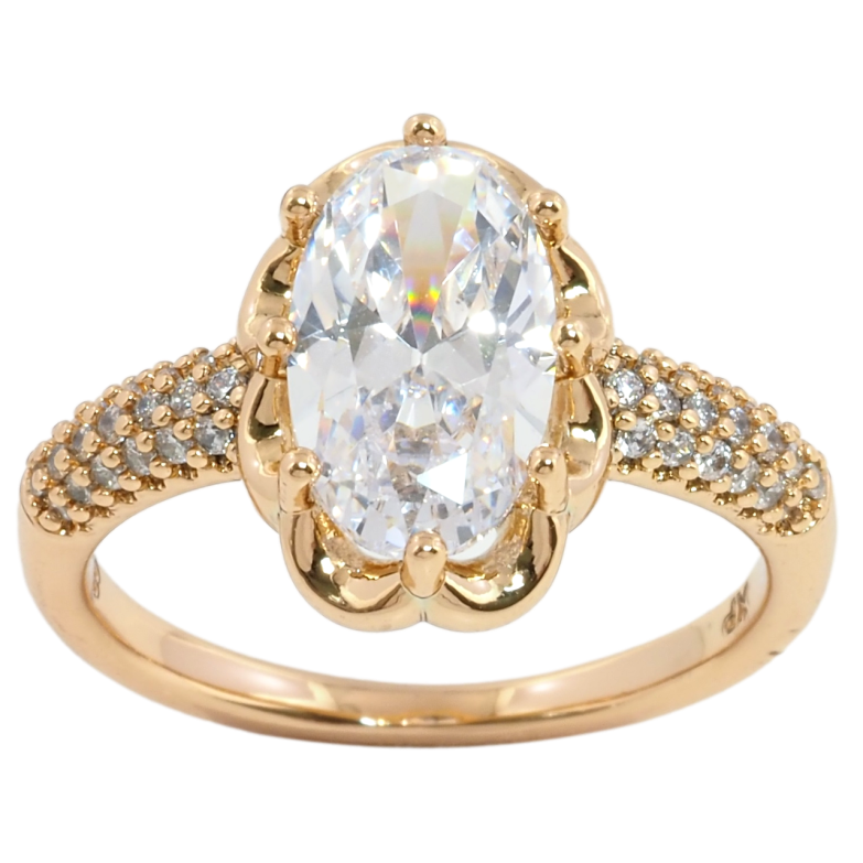 Кольцо Xuping Позолота 18K Фианит в декоративной оправе фото №1