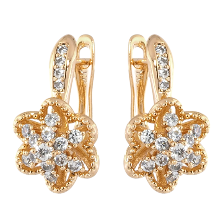 Сережки Xuping Позолота 18K англійський замок Квіточки з цирконієм фото №1 Сережки Xuping Позолота 18K англійський замок Квіточки з цирконієм фото №1