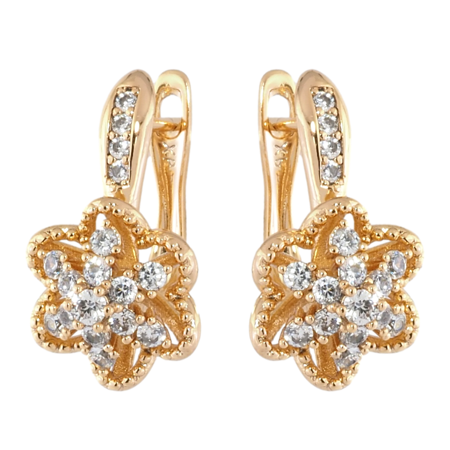Серьги Xuping Позолота 18K английский замок Цветочки с цирконием фото №1 Серьги Xuping Позолота 18K английский замок Цветочки с цирконием фото №1
