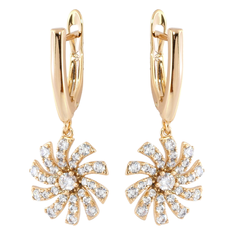 Сережки Xuping Позолота 18K англійський замок Квіточки з цирконієм фото №1 Сережки Xuping Позолота 18K англійський замок Квіточки з цирконієм фото №1