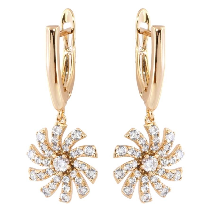Серьги Xuping Позолота 18K английский замок Цветочки с цирконием фото №1 Серьги Xuping Позолота 18K английский замок Цветочки с цирконием фото №1