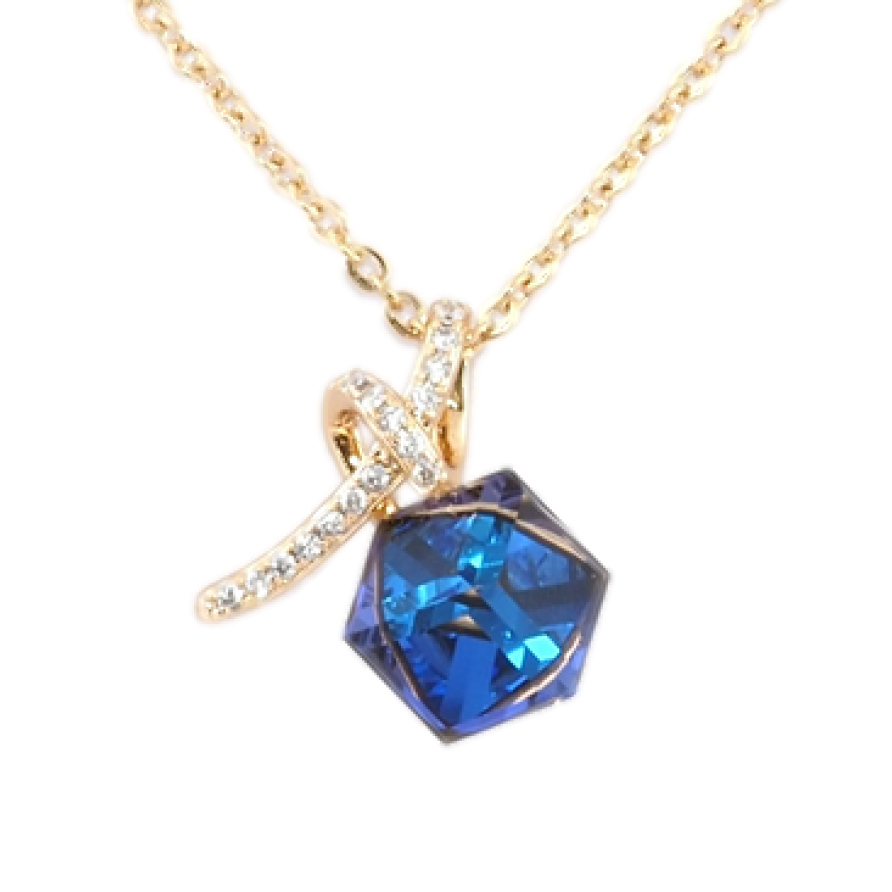Кулон Xuping цвет 18K с кр-ми Swarovski на цепочке Кристальный куб Capri Blue длина 40-45см х 2мм фото №1 Кулон Xuping цвет 18K с кр-ми Swarovski на цепочке Кристальный куб Capri Blue длина 40-45см х 2мм фото №1