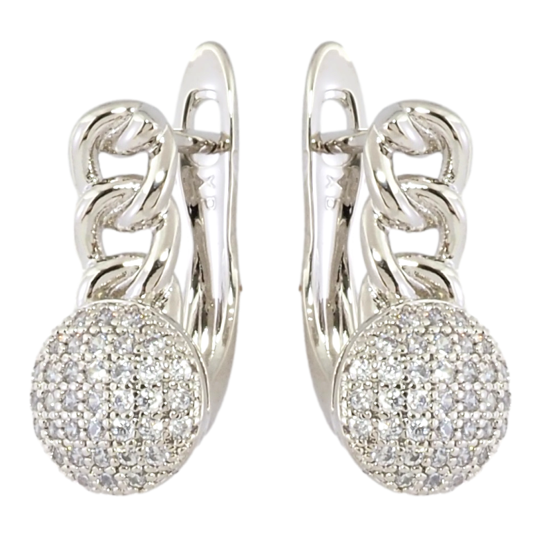 Серьги Xuping Родий английский замок Узор цепочка с инкрустацией цирконием фото №1 Серьги Xuping Родий английский замок Узор цепочка с инкрустацией цирконием фото №1