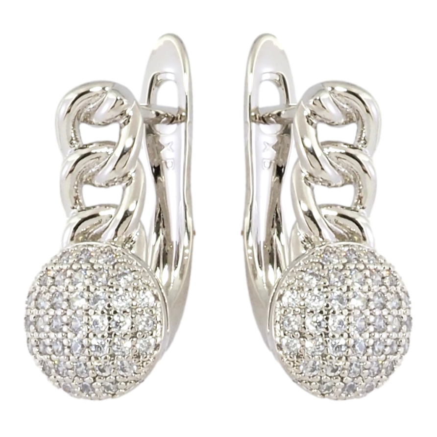 Серьги Xuping Родий английский замок Узор цепочка с инкрустацией цирконием фото №1 Серьги Xuping Родий английский замок Узор цепочка с инкрустацией цирконием фото №1