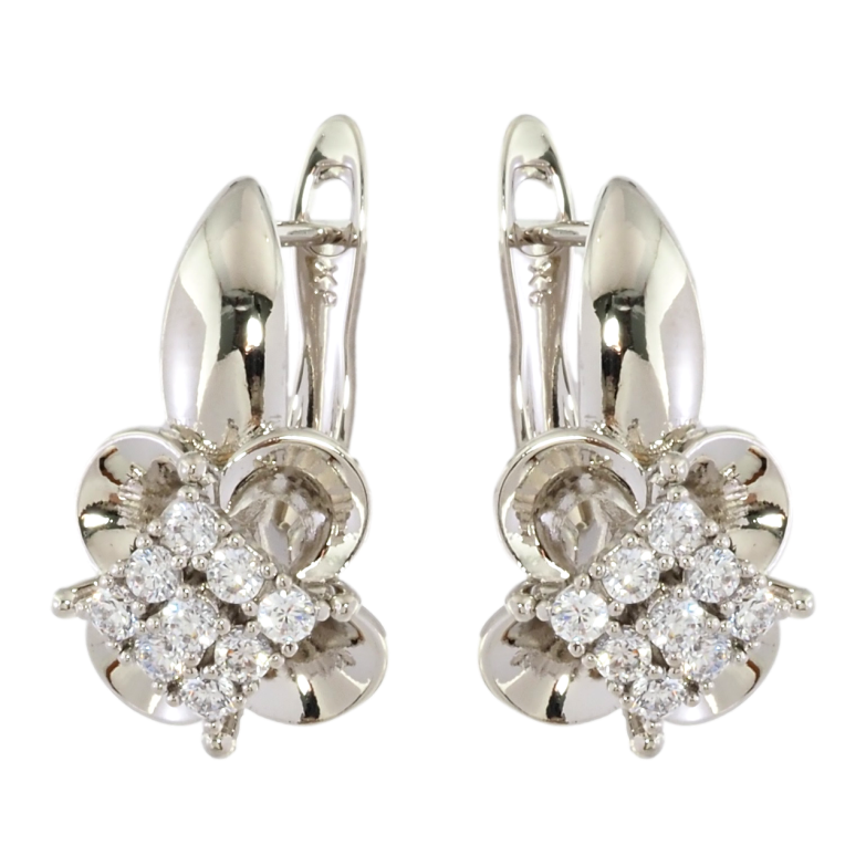 Сережки Xuping Родій англійський замок Квіточки з цирконієм фото №1 Сережки Xuping Родій англійський замок Квіточки з цирконієм фото №1