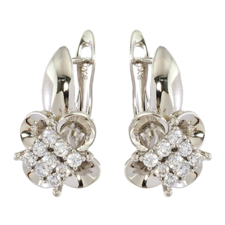 Серьги Xuping Родий английский замок Цветочки с цирконием фото №1