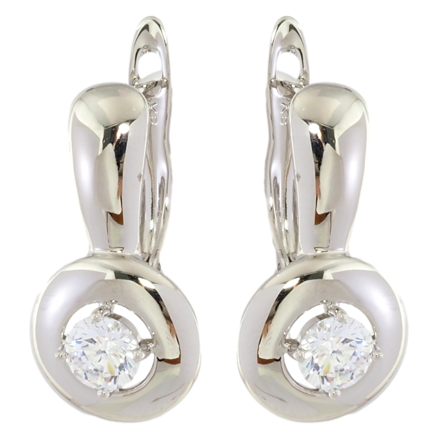 Сережки Xuping Родій англійський замок Підвіски перо з цирконієм фото №1