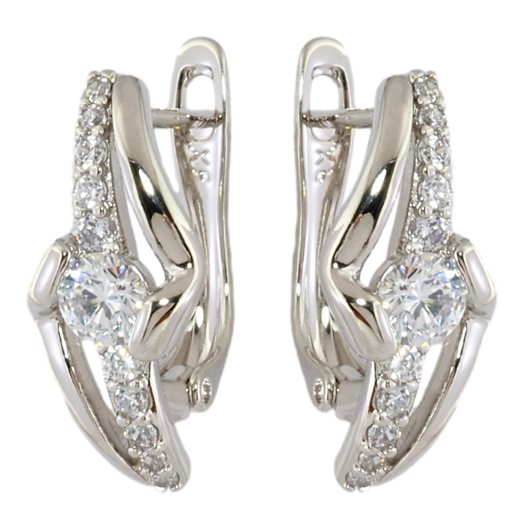 Серьги Xuping Родий английский замок Узор с цирконием фото №5 Серьги Xuping Родий английский замок Узор с цирконием фото №5