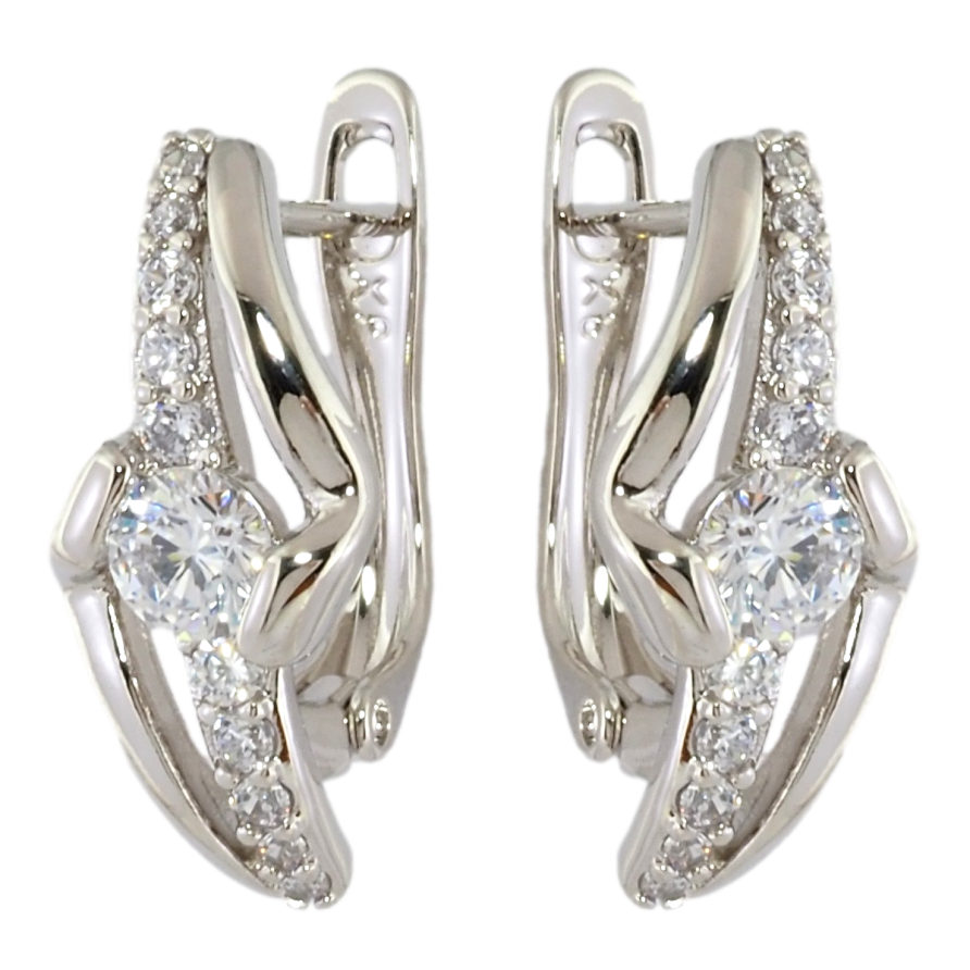 Серьги Xuping Родий английский замок Узор с цирконием фото №1